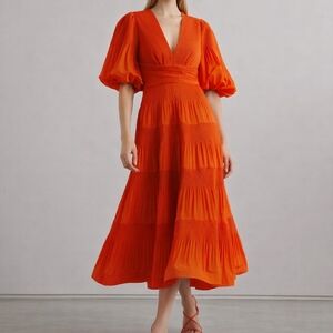 Elegant Orange Midi Dress